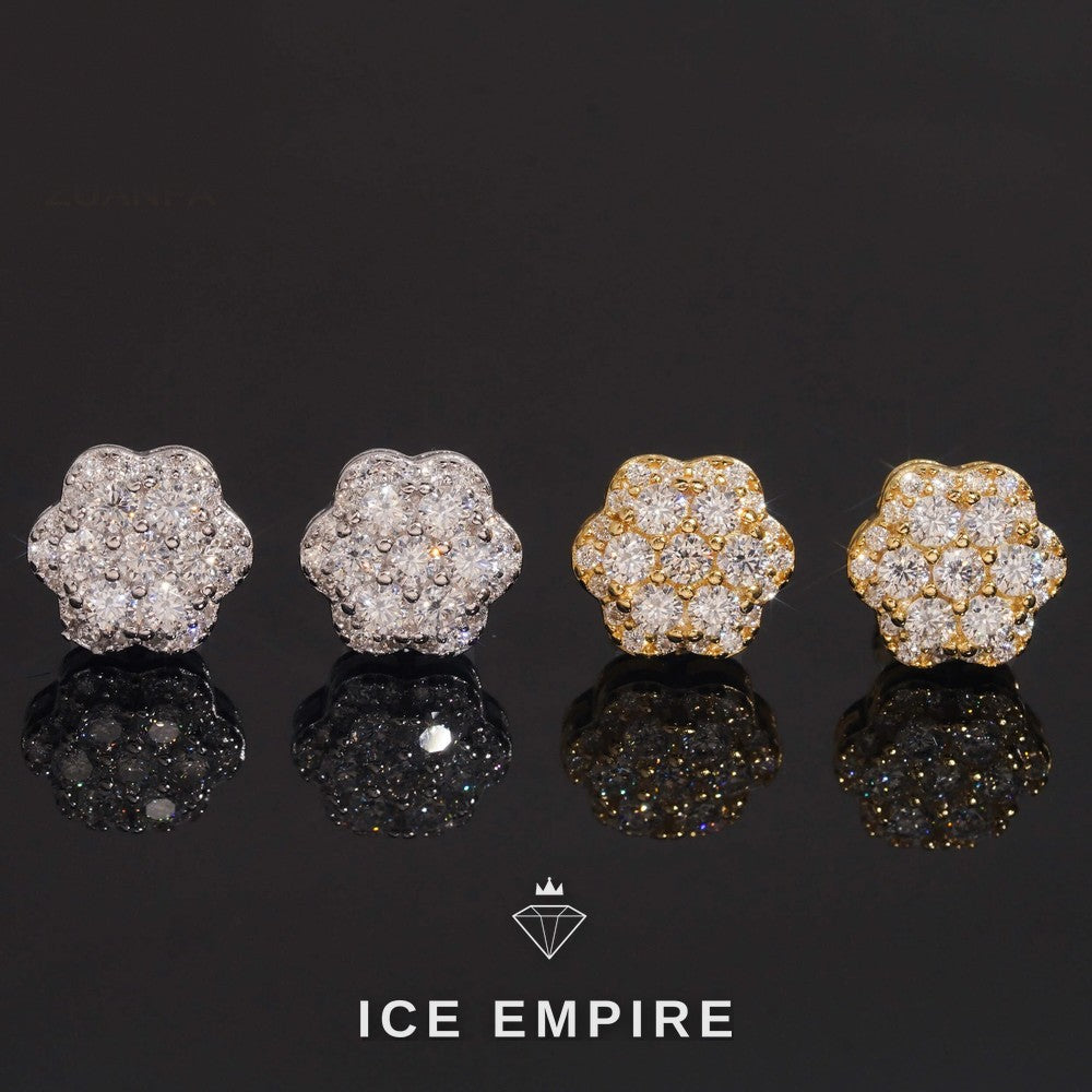Iced Out Cluster Rose Gold Plated Moissanite Earrings