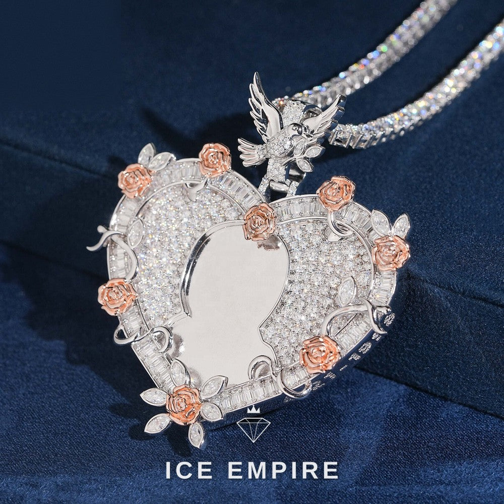 Iced Out Heart 925 Silver Moissanite Pendant