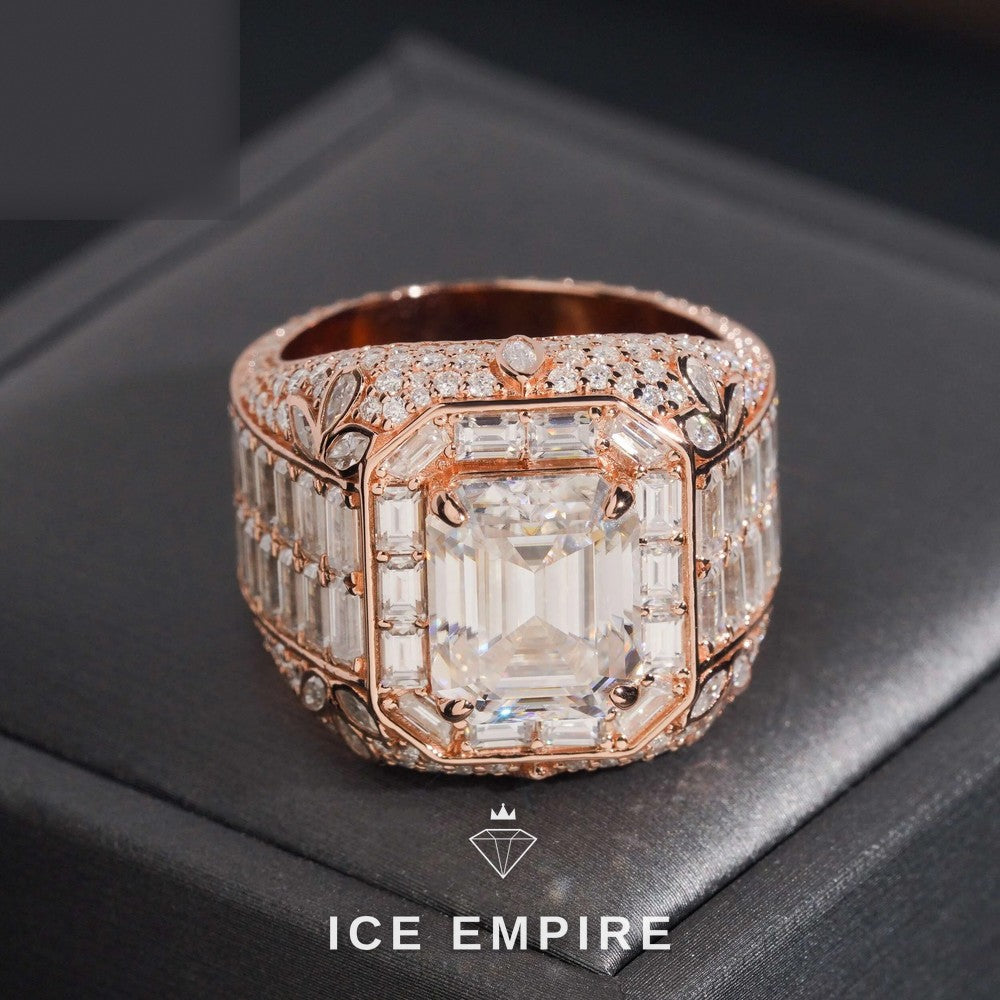 Iced Out Rose Gold Plated Moissanite Ring