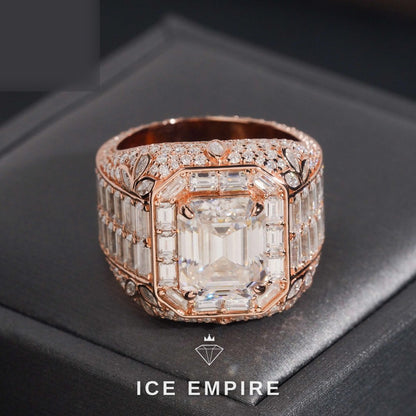 Iced Out Rose Gold Plated Moissanite Ring