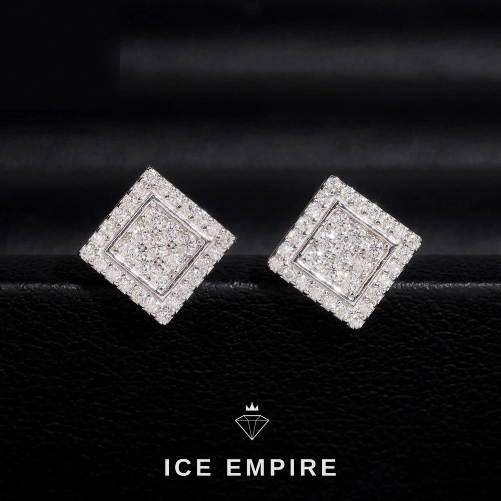 Iced Out 925 Silver Moissanite Stud Earrings