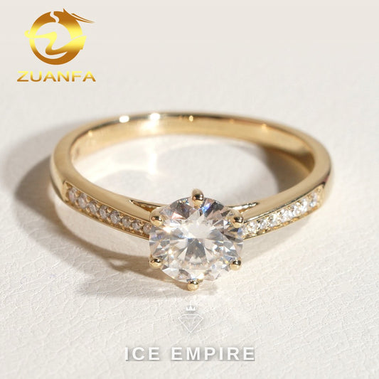 Iced Out 10K Gold Moissanite Engagement Ring