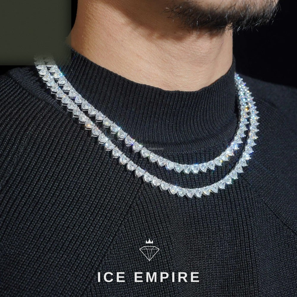 Iced Out Cluster 925 Silver Moissanite Cuban Chain