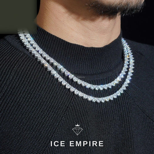 Iced Out Cluster 925 Silver Moissanite Cuban Chain