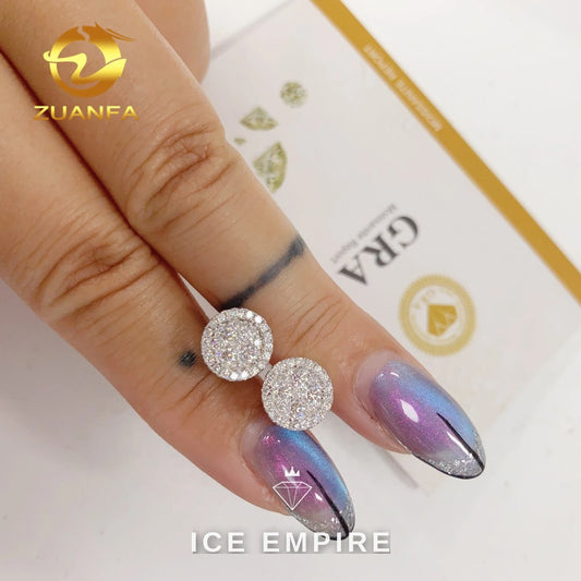 Iced Out 925 Silver Moissanite Stud Earrings