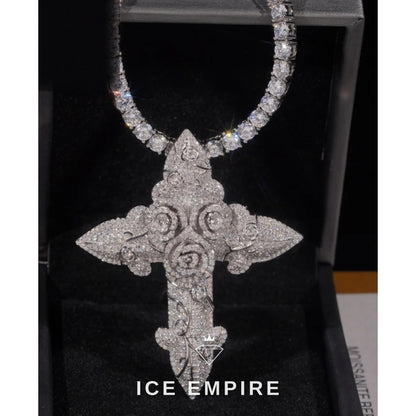 Iced Out Cross 925 Silver Moissanite Pendant