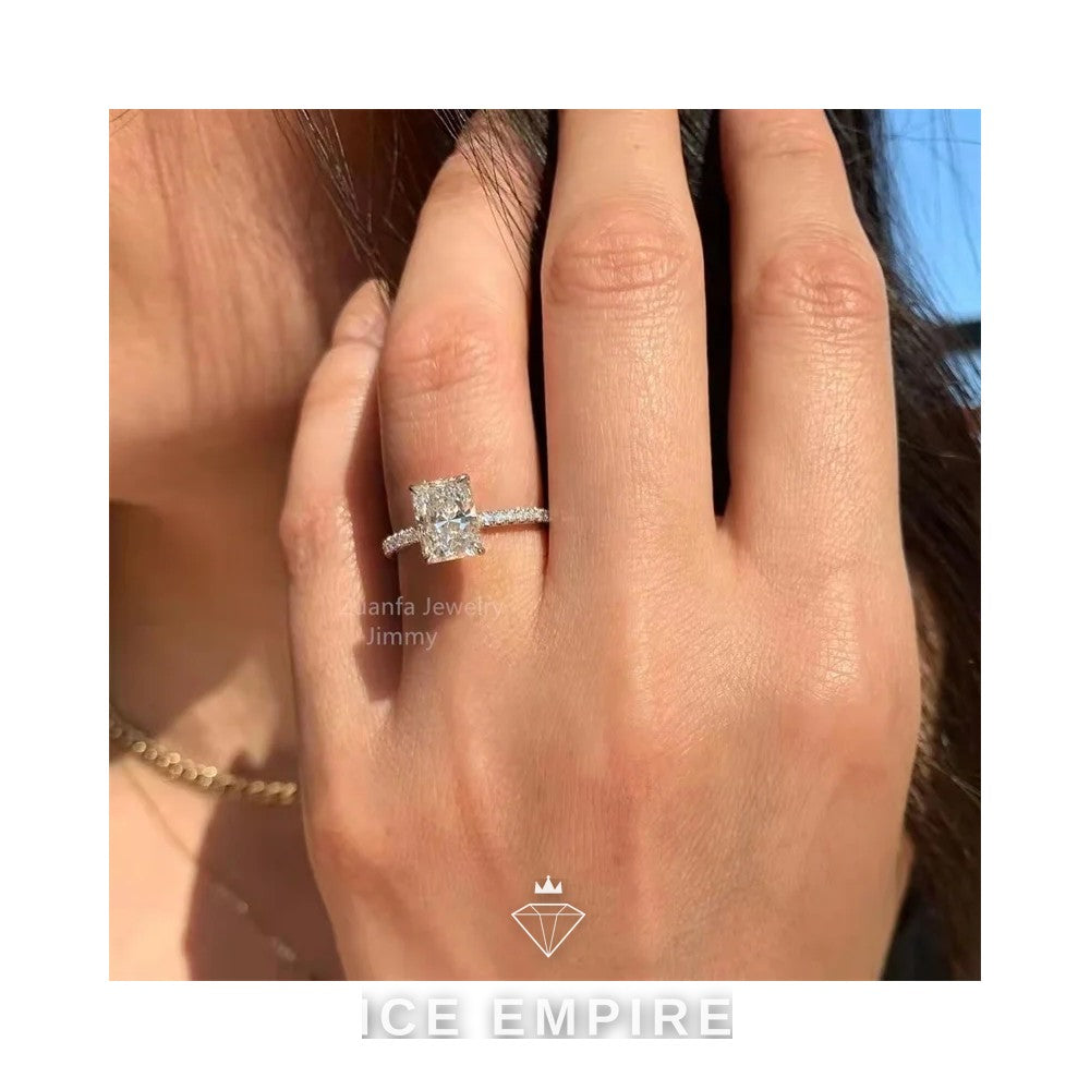 Iced Out 14K Gold Moissanite Engagement Ring