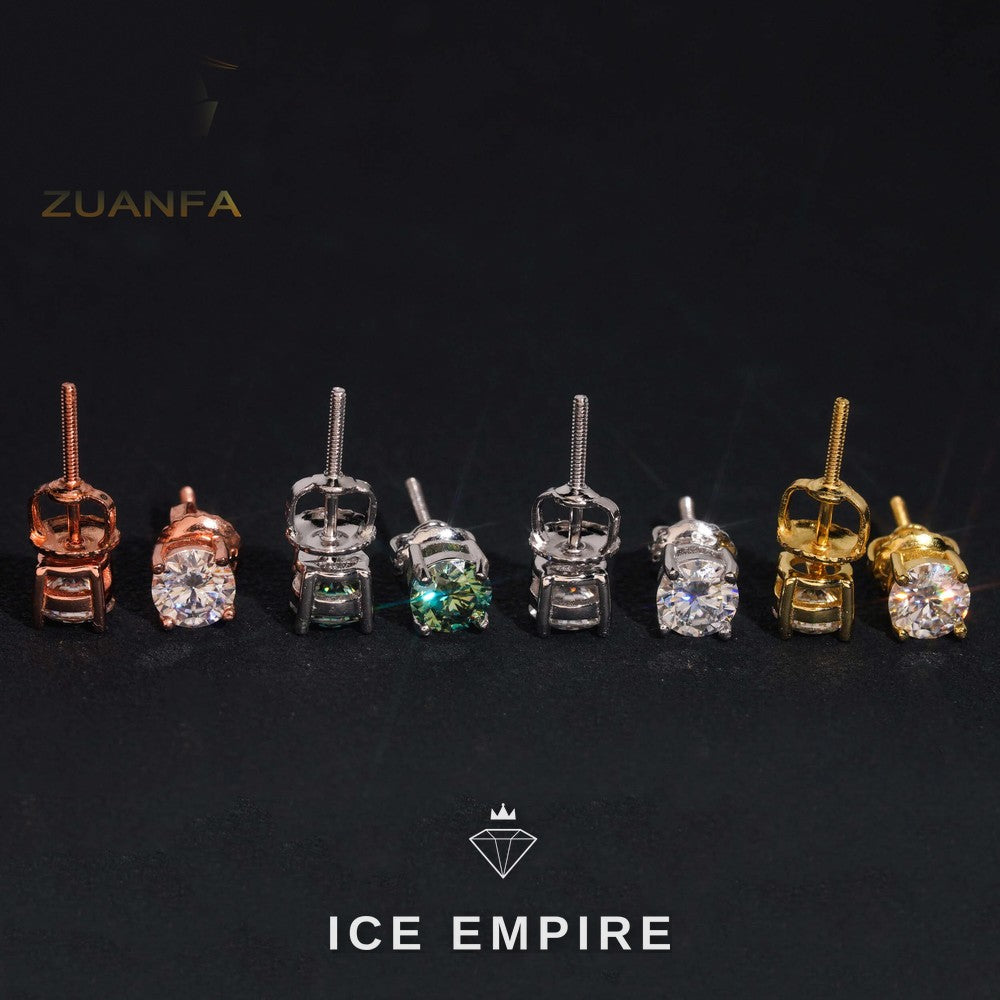Iced Out 925 Silver Moissanite Stud Earrings