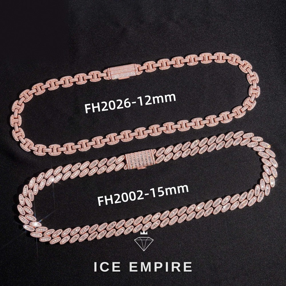 Iced Out Rose Gold Plated Moissanite Cuban Chain