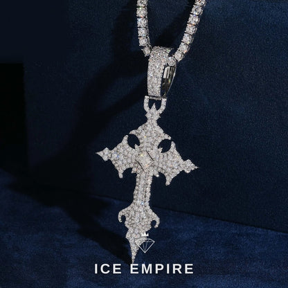 Iced Out Cross 925 Silver Moissanite Pendant