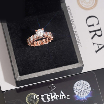 Iced Out Rose Gold Plated Moissanite Wedding Band