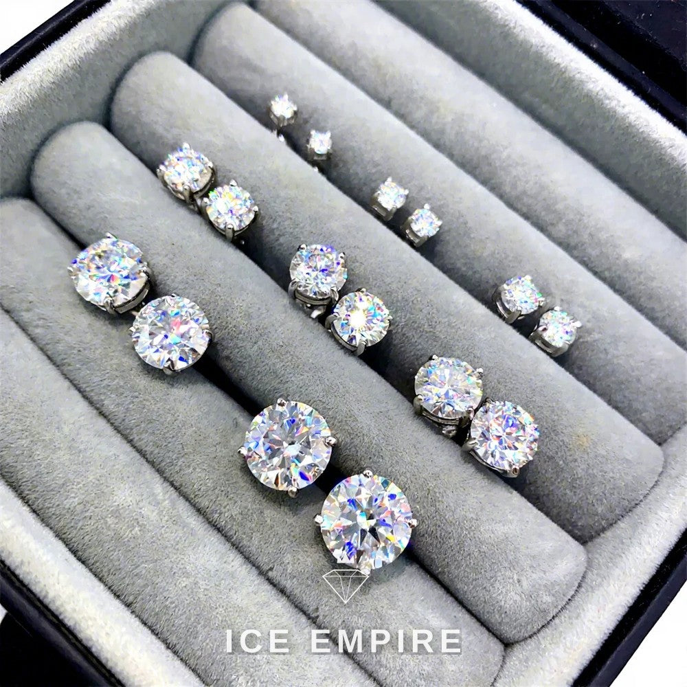Iced Out 925 Silver Moissanite Stud Earrings