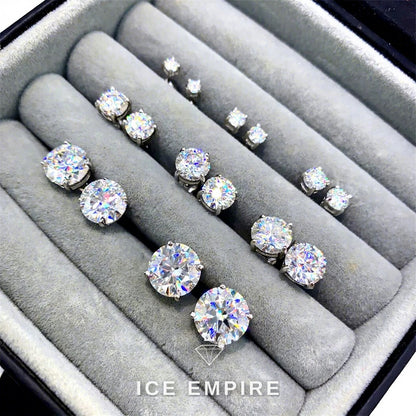 Iced Out 925 Silver Moissanite Stud Earrings