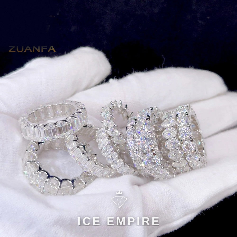 Iced Out 925 Silver Moissanite Ring