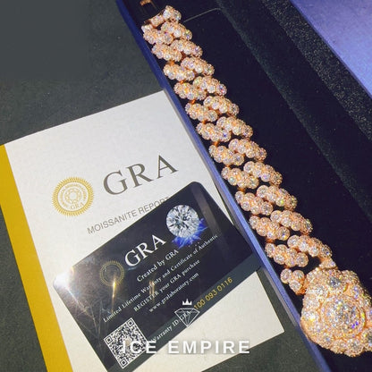 Iced Out Rose Gold Plated Moissanite Cuban Chain