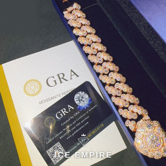 Iced Out Rose Gold Plated Moissanite Cuban Chain