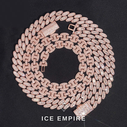Iced Out Rose Gold Plated Moissanite Cuban Chain
