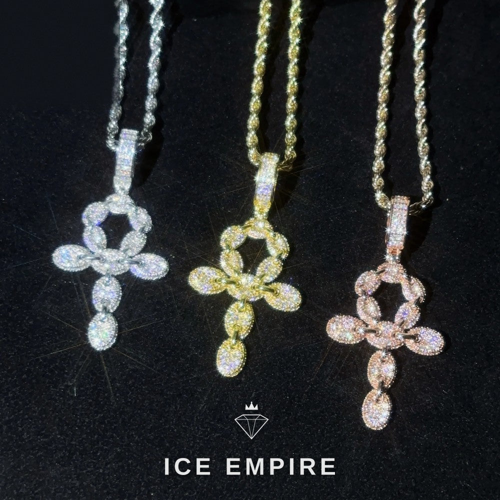 Iced Out Cross Rose Gold Plated Pendant