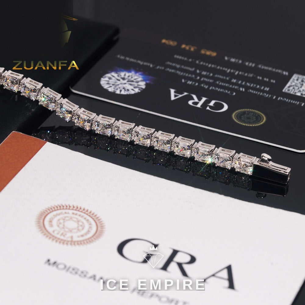Iced Out 925 Silver Moissanite Tennis Bracelet