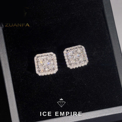 Iced Out Rose Gold Plated Moissanite Earrings