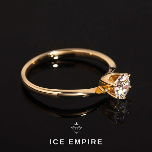 Iced Out 14K Gold Moissanite Engagement Ring