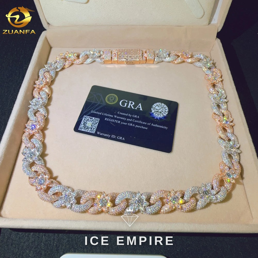 Iced Out Rose Gold Plated Moissanite Cuban Chain