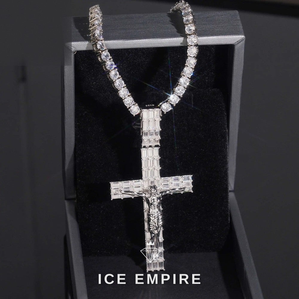 Iced Out Cross Rose Gold Plated Moissanite Pendant