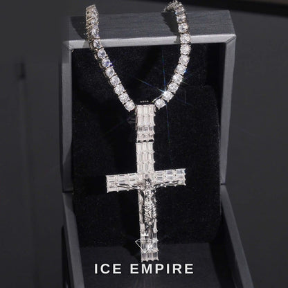 Iced Out Cross Rose Gold Plated Moissanite Pendant