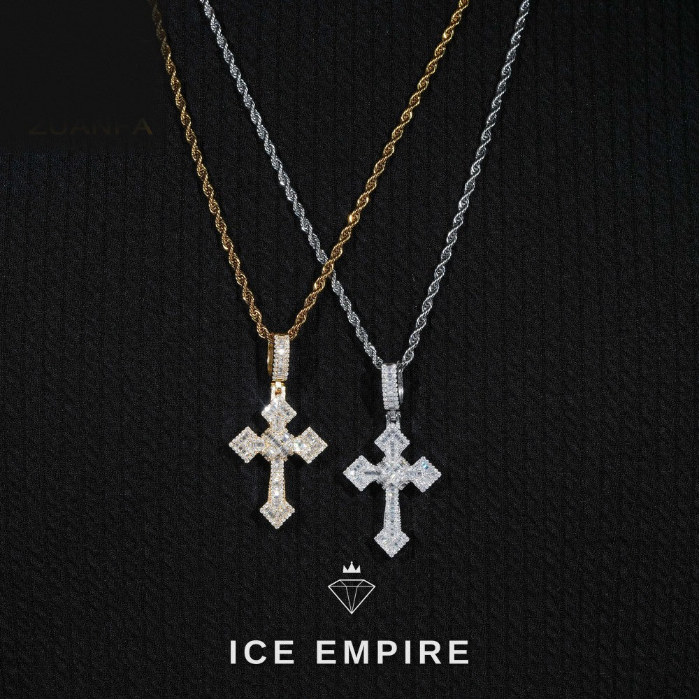 Iced Out Cross Gold Plated Pendant