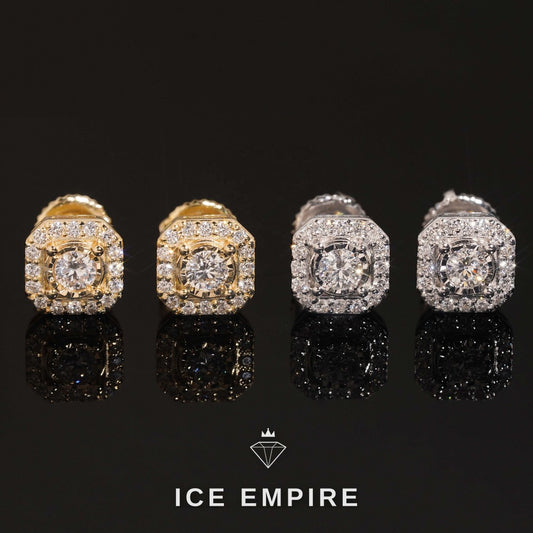 Iced Out Cluster Gold Plated Lab Grown Diamond Stud Earrings