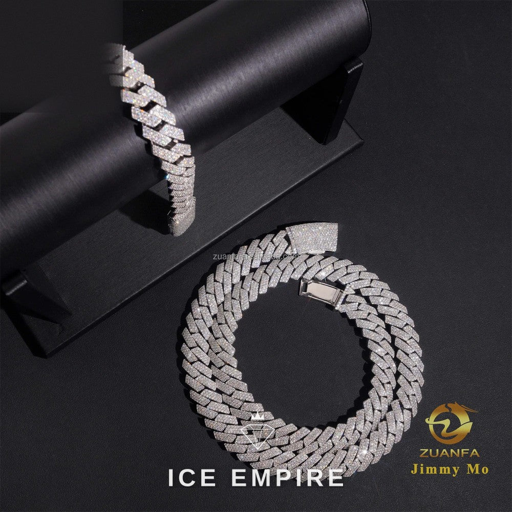 Iced Out Rose Gold Moissanite Cuban Chain