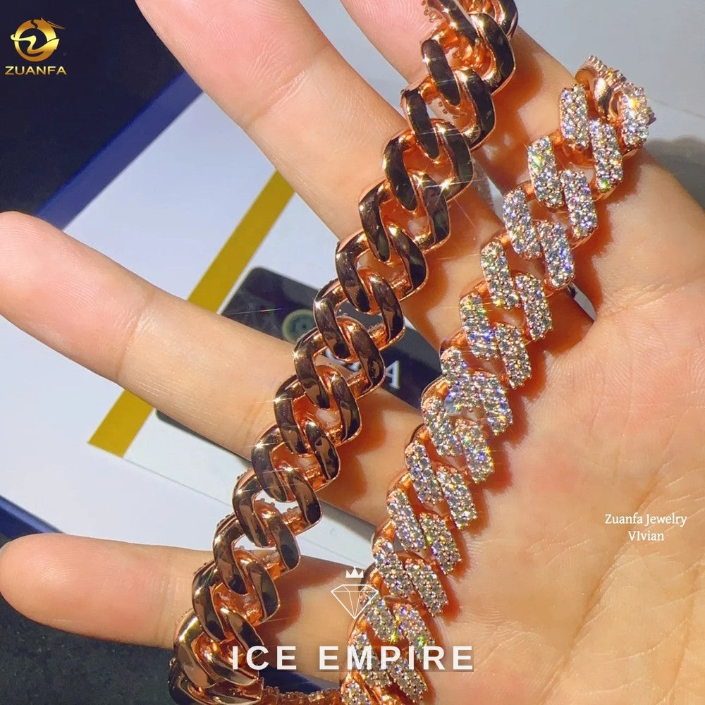 Iced Out Rose Gold Plated Moissanite Cuban Chain