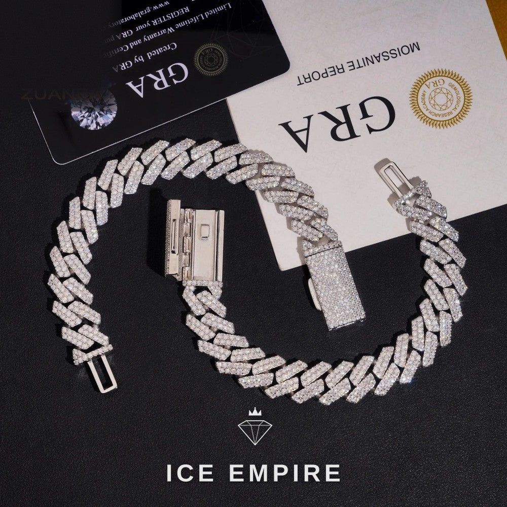 Iced Out 925 Silver Moissanite Cuban Chain
