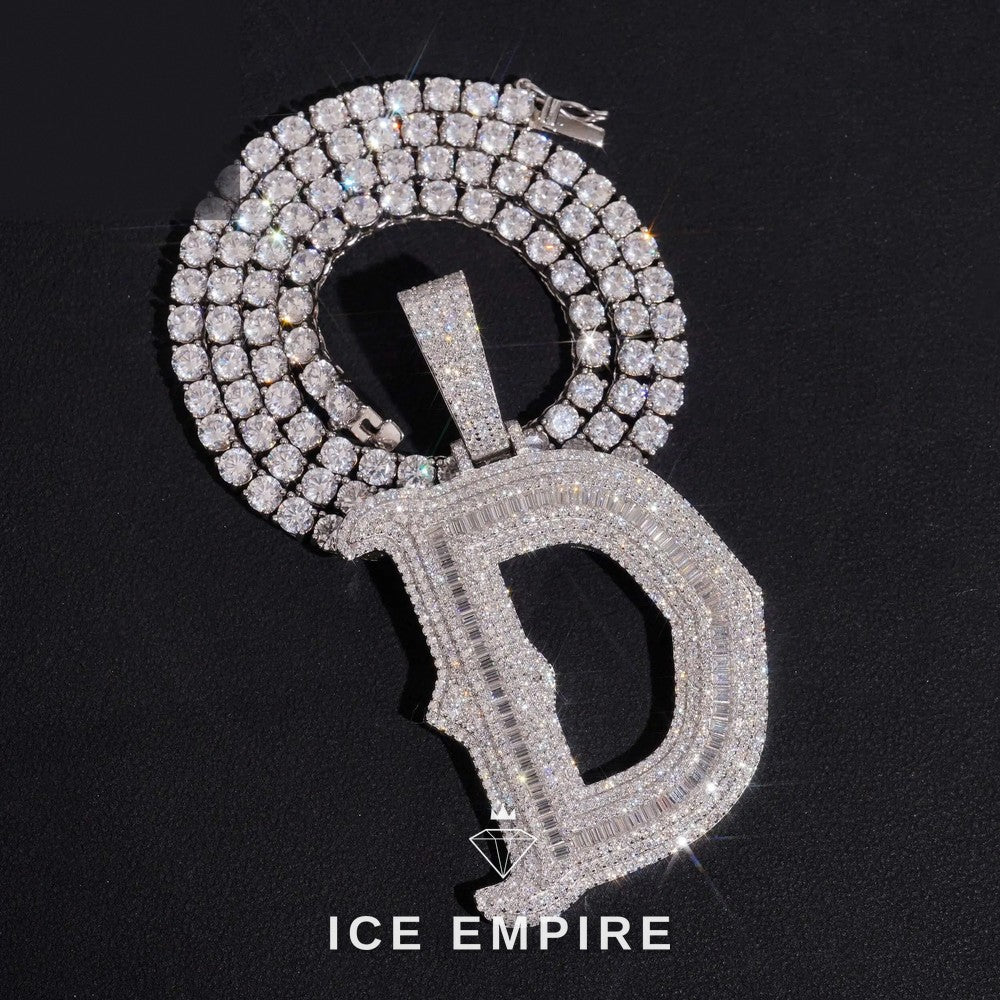 Iced Out Baguette 925 Silver Moissanite Pendant