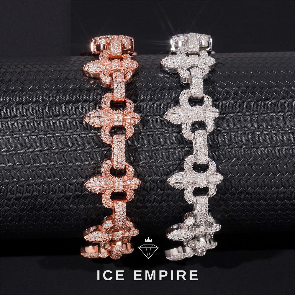 Iced Out Cross Rose Gold Plated Moissanite Cuban Chain