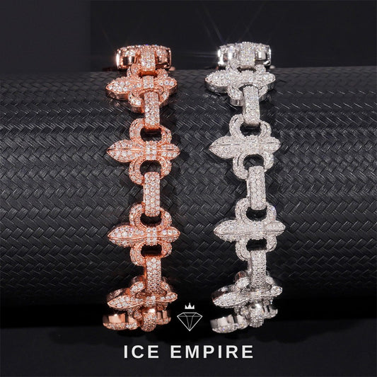 Iced Out Cross Rose Gold Plated Moissanite Cuban Chain
