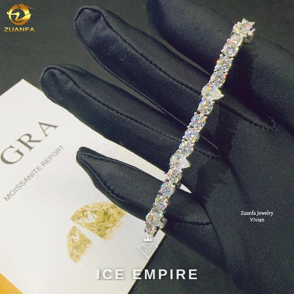Iced Out 925 Silver Moissanite Tennis Chain