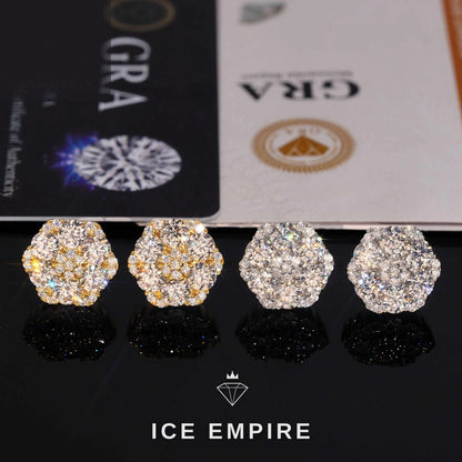 Iced Out Cluster Rose Gold Plated Moissanite Earrings