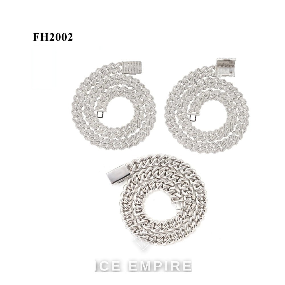 Iced Out Baguette Rose Gold Plated Moissanite Cuban Chain