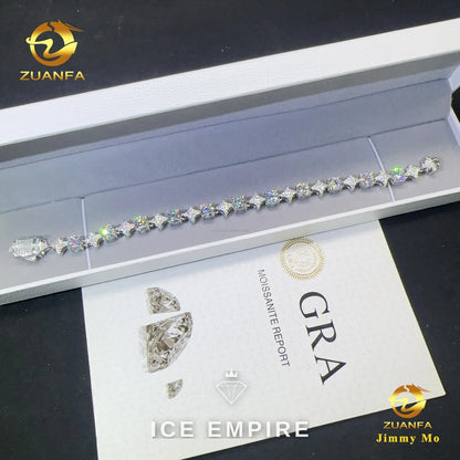 Iced Out Cluster 925 Silver Moissanite Tennis Chain