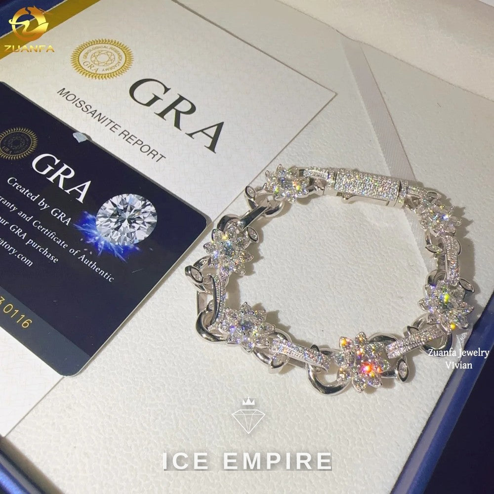 Iced Out 925 Silver Moissanite Cuban Chain