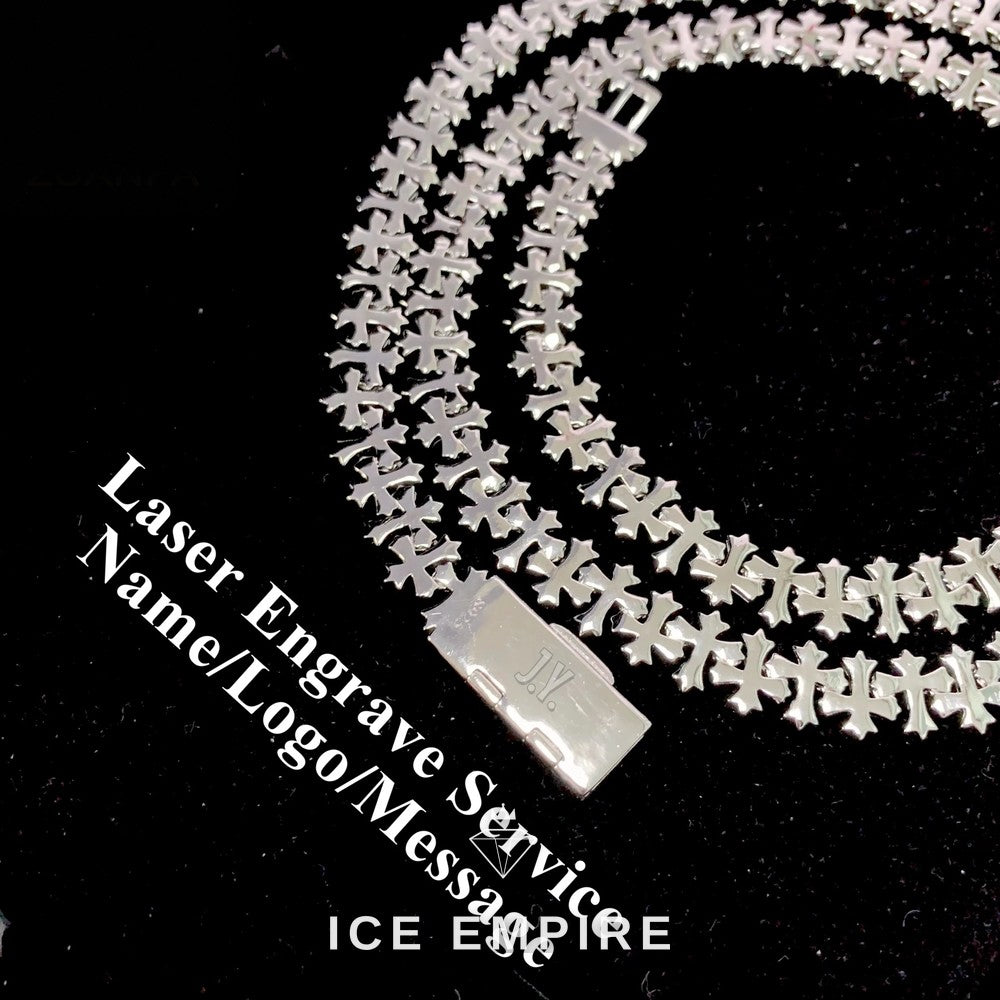 Iced Out Cross Rose Gold Plated Moissanite Cuban Chain