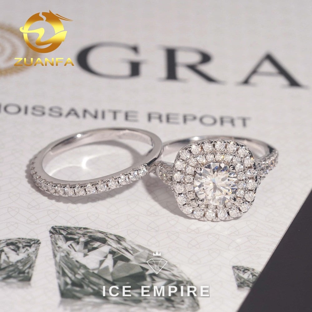 Iced Out 925 Silver Moissanite Engagement Ring