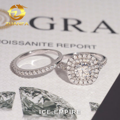 Iced Out 925 Silver Moissanite Engagement Ring