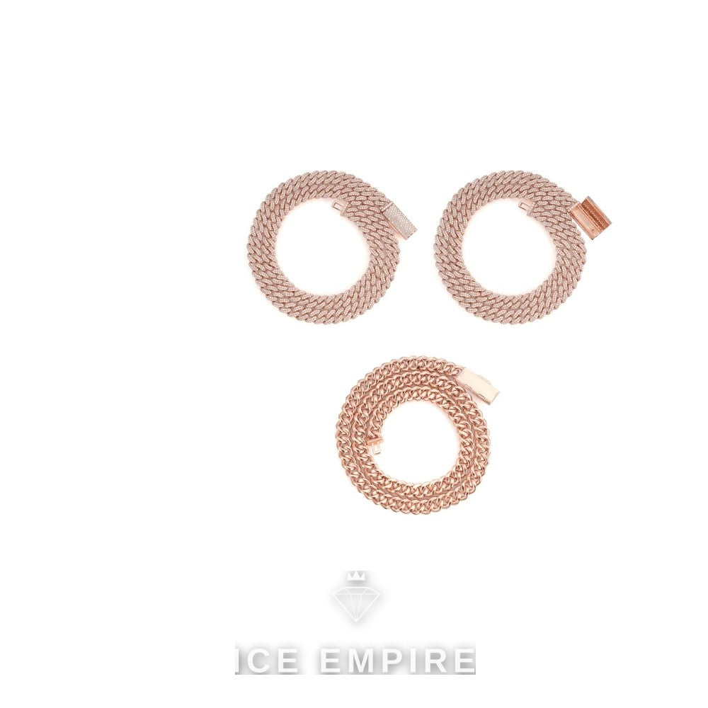 Iced Out Rose Gold Plated Moissanite Cuban Chain