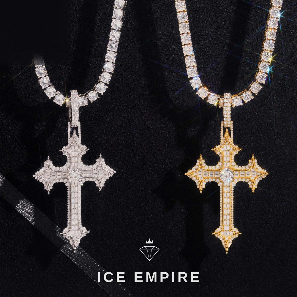 Iced Out Baguette 925 Silver Pendant