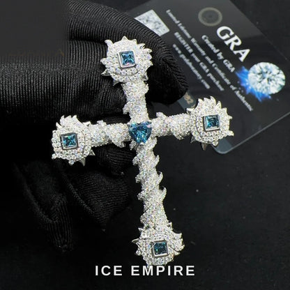 Iced Out Cross 925 Silver Moissanite Pendant