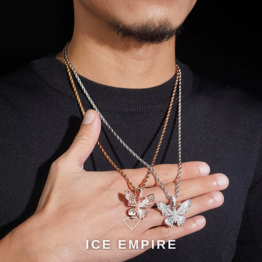 Iced Out Butterfly 925 Silver Moissanite Pendant