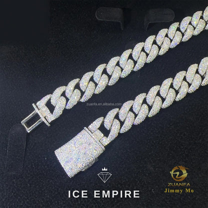 Iced Out 925 Silver Moissanite Cuban Chain