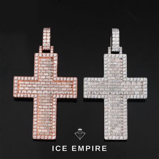 Iced Out Cross Rose Gold Plated Tennis Chain